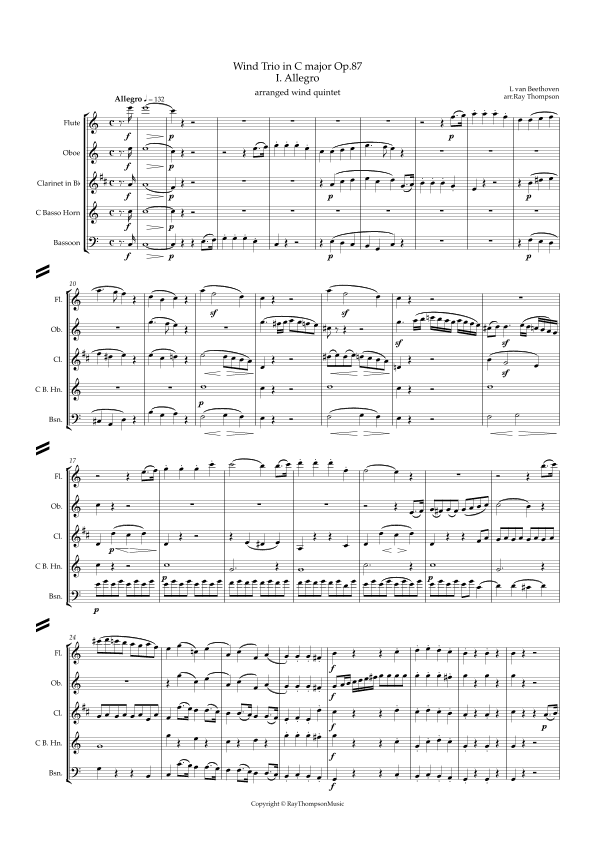 Beethoven: Wind Trio in C major Op.87 Mvt.I Allegro - wind quintet (arr. Ray Thompson)