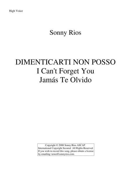 DIMENTICARTI NON POSSO