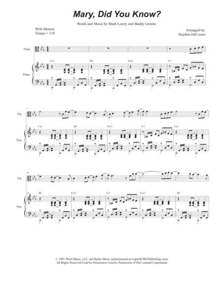 Mary, Did You Know? (arr. Stephen DeCesare)