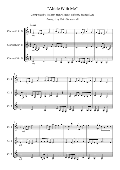 Abide With Me - Easy Clarinet Trio (arr. Claire Summerbell)