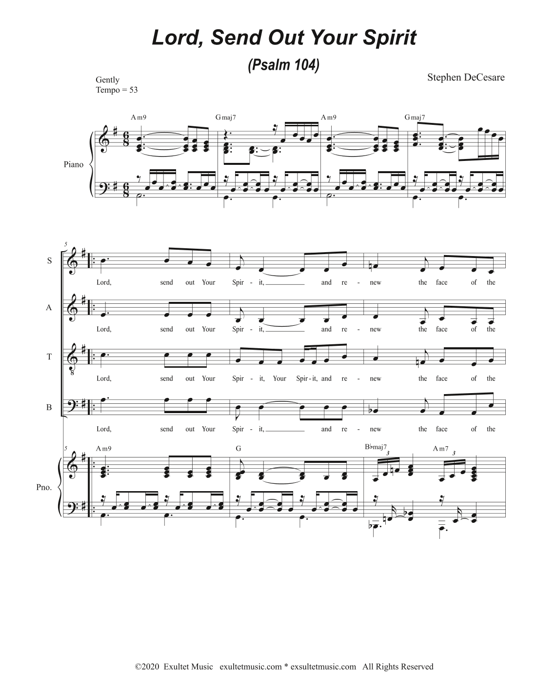 Lord, Send Out Your Spirit (Psalm 104) (Vocal Quartet - (SATB)