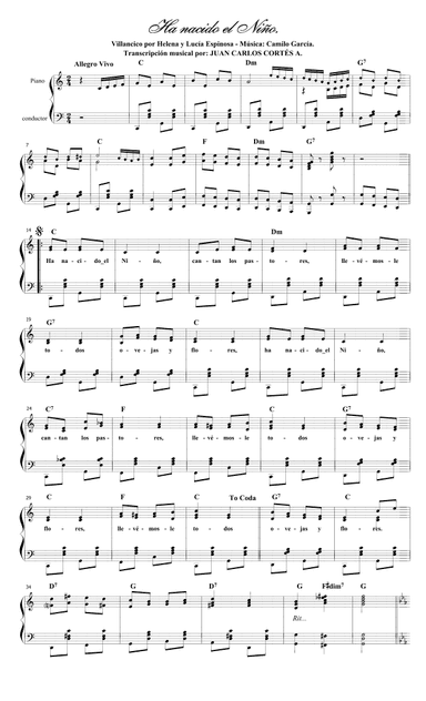 Ha nacido el Niño. Villancico por Helena y Lucía Espinosa - Música: Camilo García. (arr. Juan Carlos Cortés Aguirre)