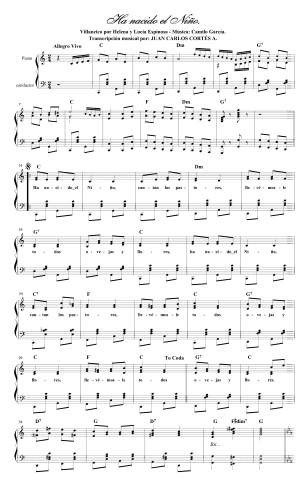 Ha nacido el Niño. Villancico por Helena y Lucía Espinosa - Música: Camilo García. (arr. Juan Carlos Cortés Aguirre)