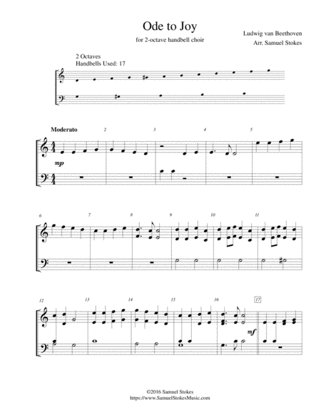 Ode to Joy (Joyful, Joyful, We Adore Thee) - for 2-octave handbell choir (arr. Samuel Stokes)