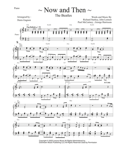 Now And Then (arr. Denis Gagnon)