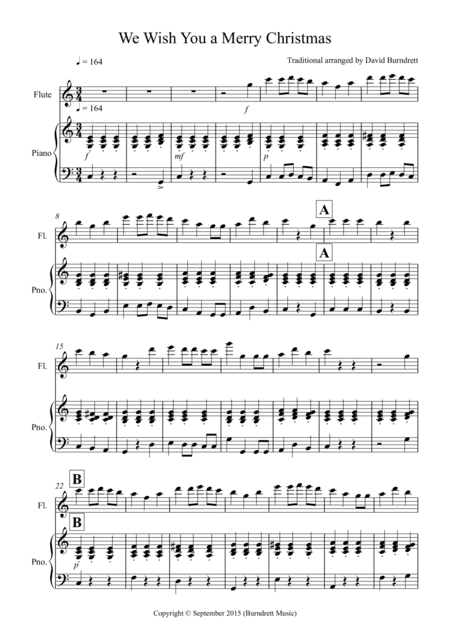 We Wish You a Merry Christmas for Flute and Piano (arr. David Burndrett)