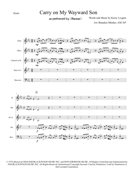 Carry On Wayward Son (arr. Brandyn Metzko)