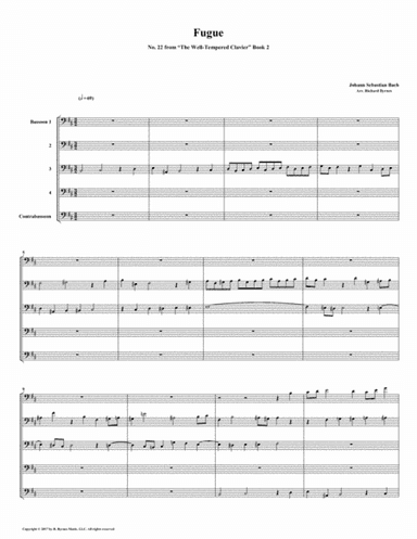 Fugue 22 from Well-Tempered Clavier, Book 2 (Bassoon Quintet (arr. Richard Byrnes)