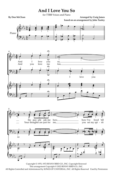 And I Love You So (arr. Craig James and John Tunley)
