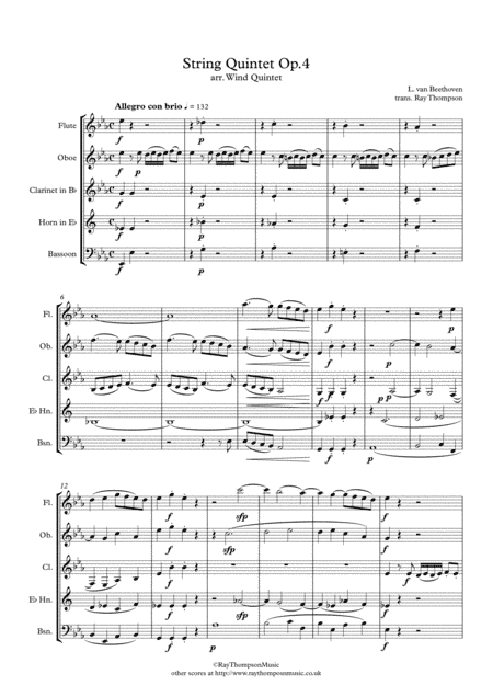 Beethoven: String Quintet Op.4 (adapted from the Octet for wind Op.103) Mvt.I - wind quintet (arr. Ray Thompson)