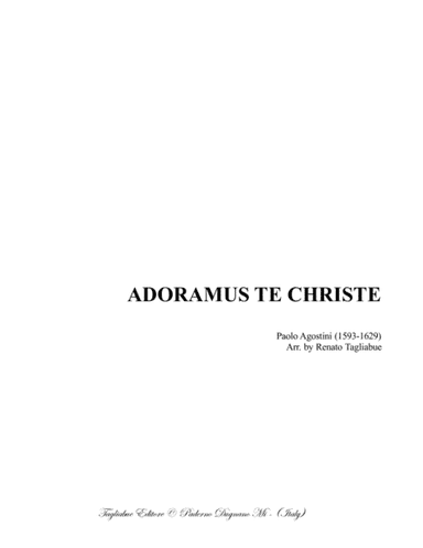ADORAMUS TE CHRISTE - P. Agostini - Arr. for SSTBar Choir (arr. Renato Tagliabue)