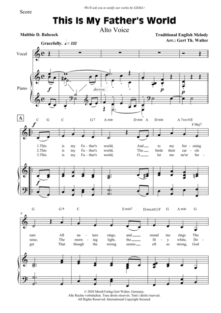 This Is My Father's World (arr. Gert Th. Walter)
