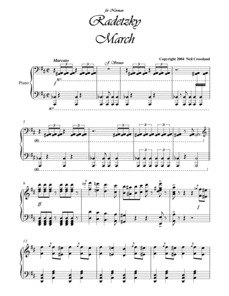 Strauss - Radetzky March for Piano Solo (arr. Neil Crossland)