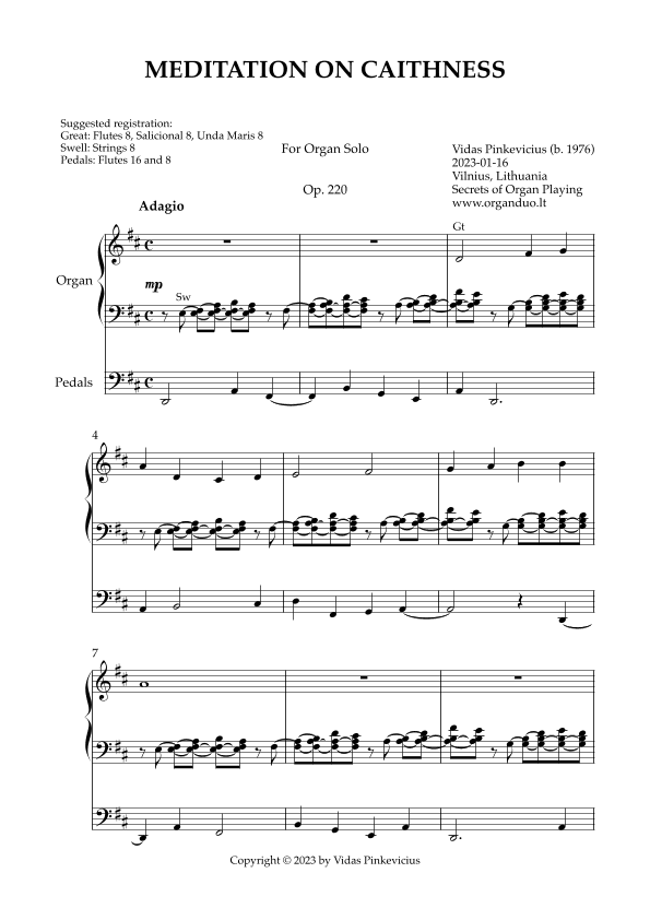 Meditation on Caithness, Op. 220 (Organ Solo) by Vidas Pinkevicius