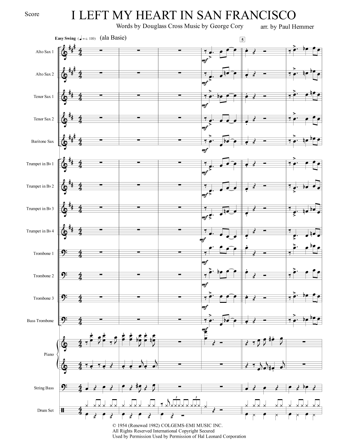 I Left My Heart In San Francisco (arr. Paul Hemmer)