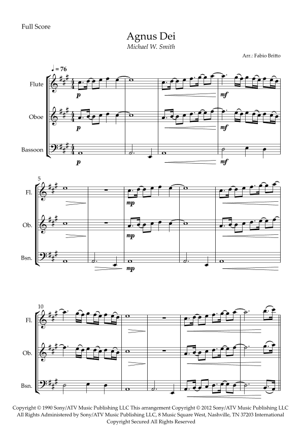Agnus Dei (arr. Fabio Britto)