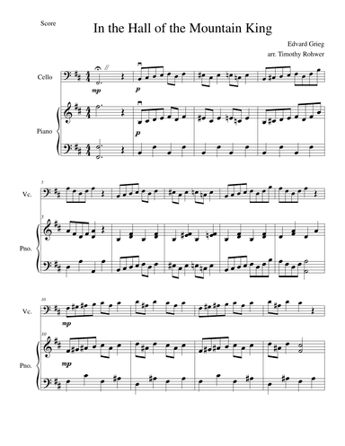 In the Hall of the Mountain King - CelloSolo (arr. Timothy Rohwer)