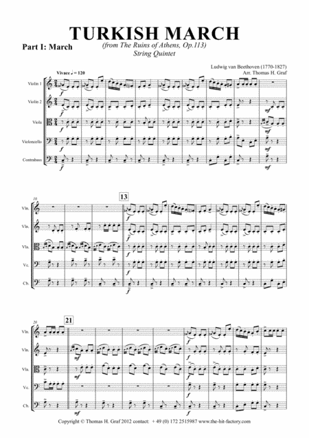 Turkish March & Laendler - Beethoven - String Quintet (arr. Thomas H. Graf)