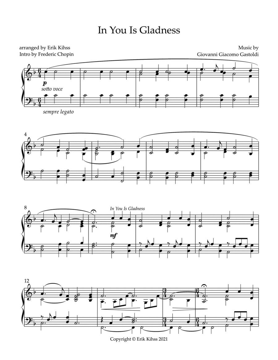 In You Is Gladness (In Dir Ist Freude) (arr. Erik Kihss)