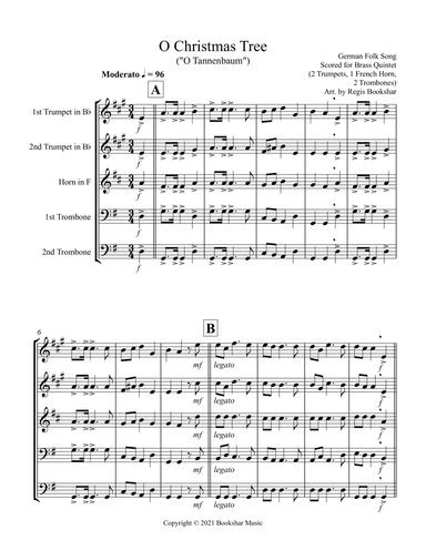 O Christmas Tree (G) (Brass Quintet - 2 Trp, 1 Hrn, 2 Trb) (arr. Regis Bookshar)
