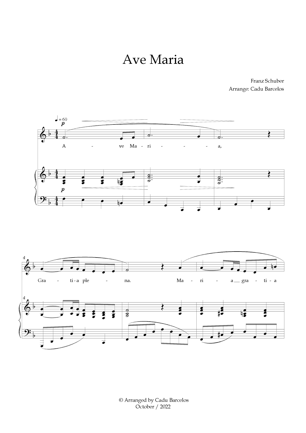 Ave Maria - Schubert F Major (arr. Cadu Barcelos)