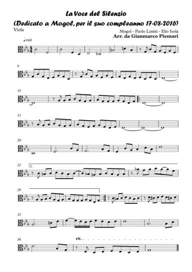 La Voce Del Silenzio (arr. Gianmarco Piemari)