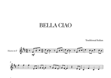 Bella Ciao for French Horn Solo (arr. Cadenza Editions)