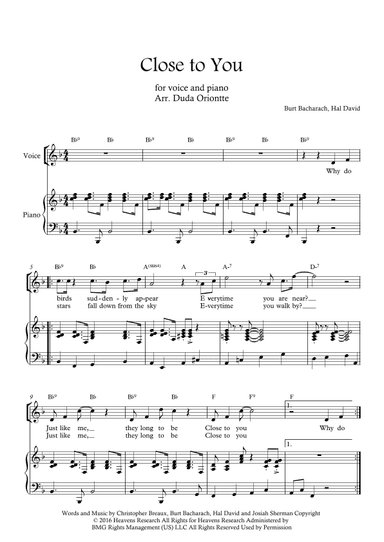 Close To You (arr. Duda Oriontte)