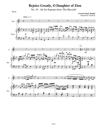 Rejoice Greatly, O Daughters of Zion (arr. Kenneth D Friedrich)