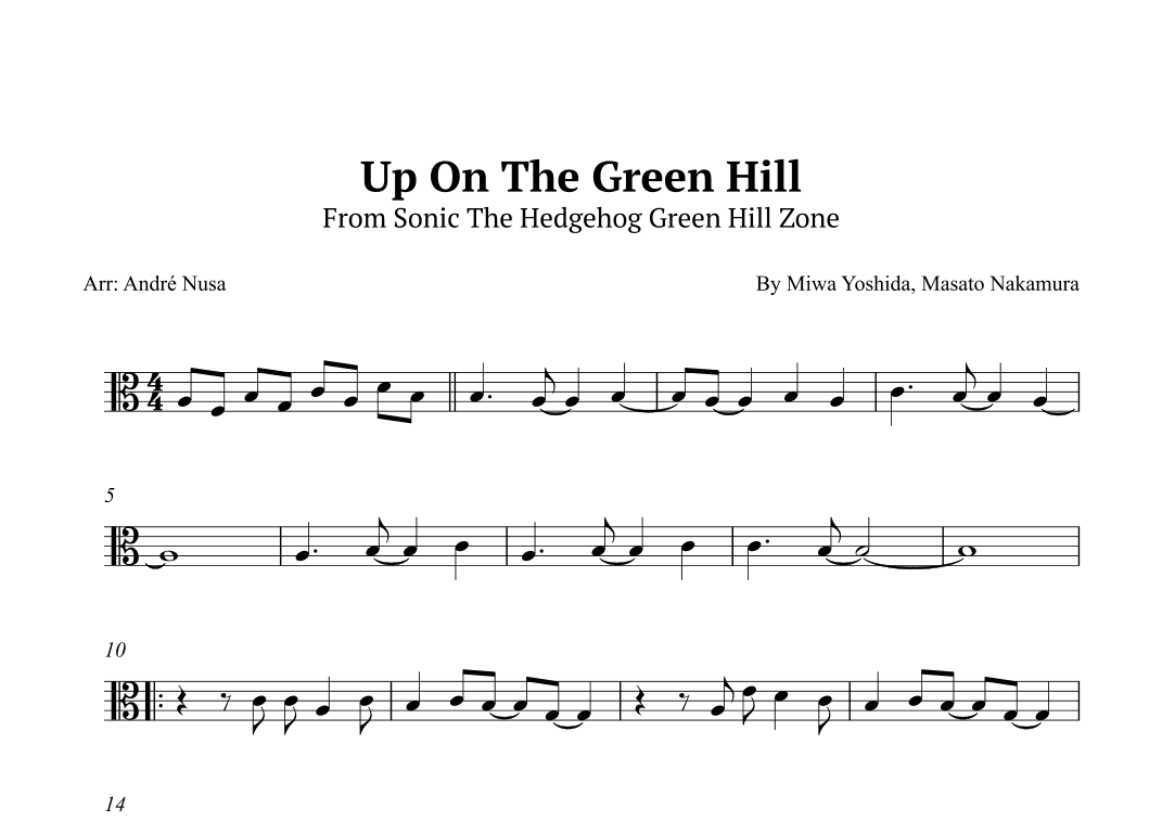 Up On The Green Hill From Sonic The Hedgehog Green Hill Zone (arr. André Nusa)