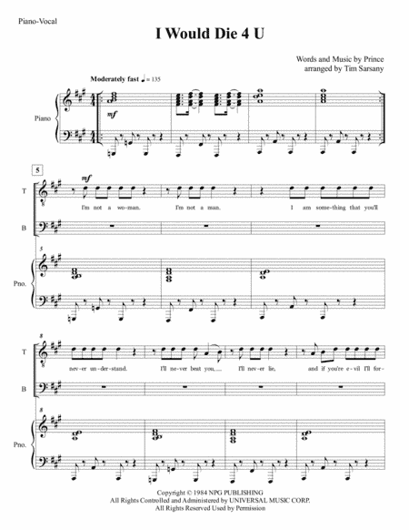 I Would Die 4 U (arr. Tim Sarsany)