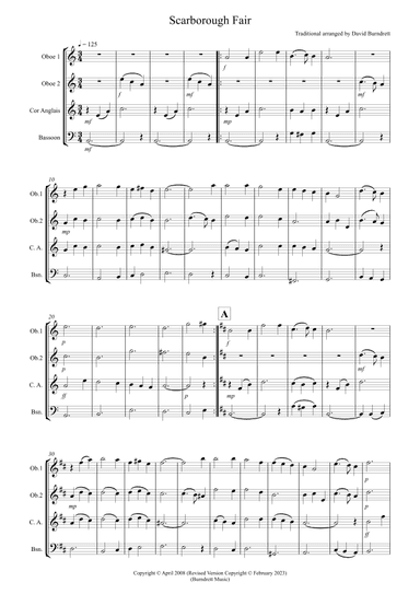 Scarborough Fair for Double Reed Quartet (arr. David Burndrett)
