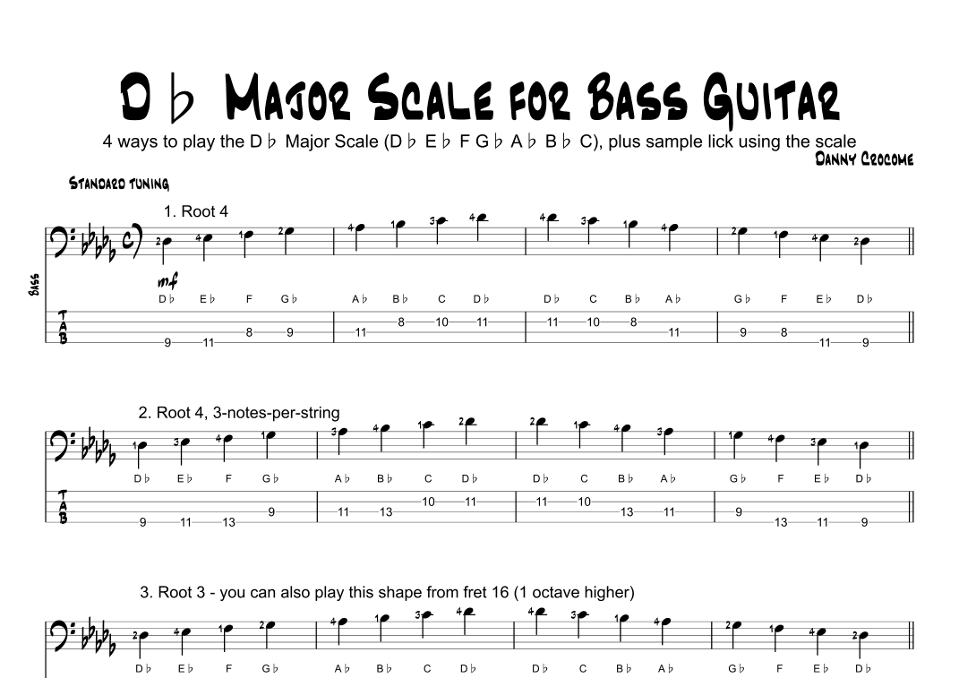 Db Major Scale for Bass Guitar (4 Ways to Play)