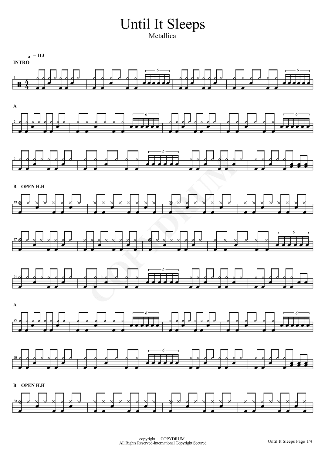 Until It Sleeps (arr. COPYDRUM)