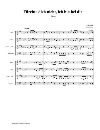 Fürchte dich nicht (motette) by J.S. Bach (Double Woodwind Choir) (arr. Richard Byrnes)