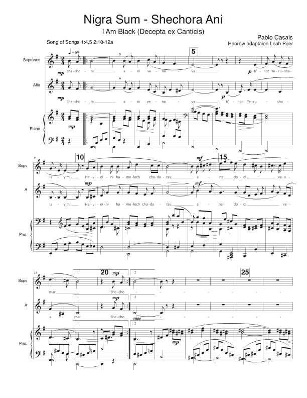 Nigra Sum - Shechora Ani (arr. Leah Peer)