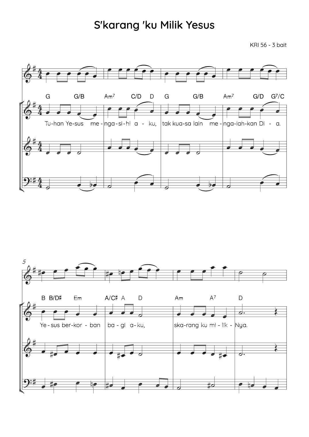 Now I Belong to Jesus - Score Only (arr. Angie Wiranata)
