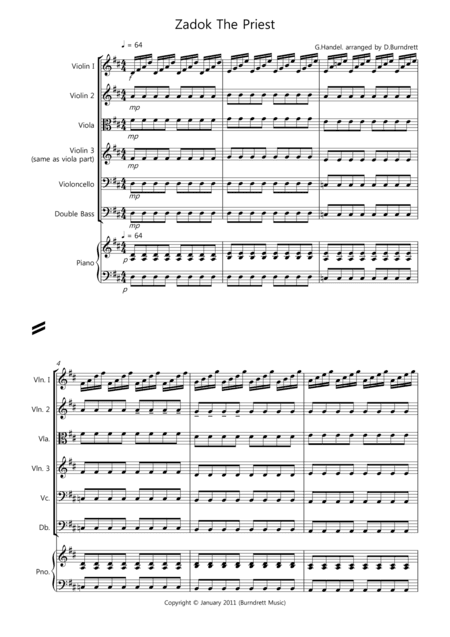 Zadok the Priest for String Orchestra (arr. D.Burndrett)
