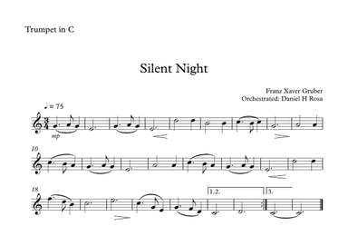 Silent Night - Christmas Carol - C Trumpet (arr. Daniel H Rosa)