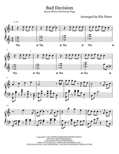 Bad Decisions (arr. Elis)