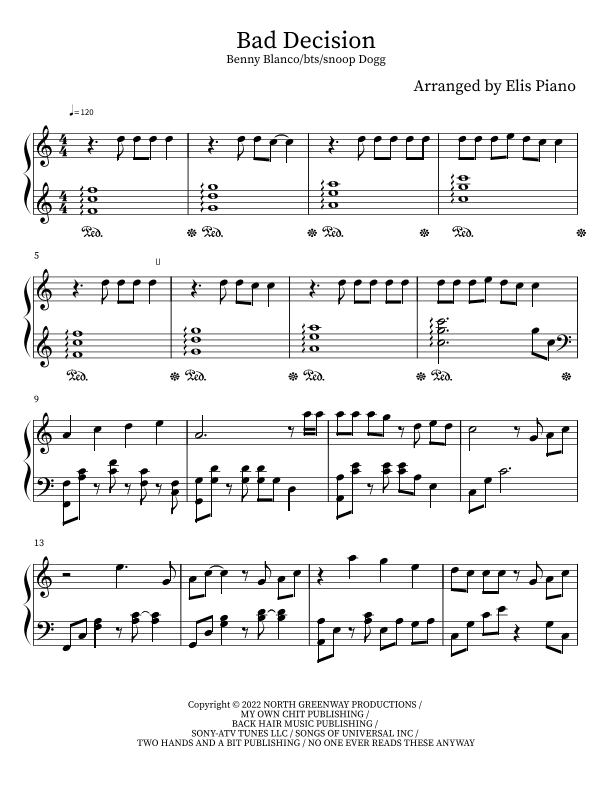 Bad Decisions (arr. Elis)