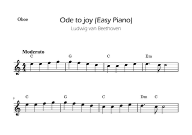 Ode To Joy - Easy Oboe with Chords (arr. Ygor Nunes)