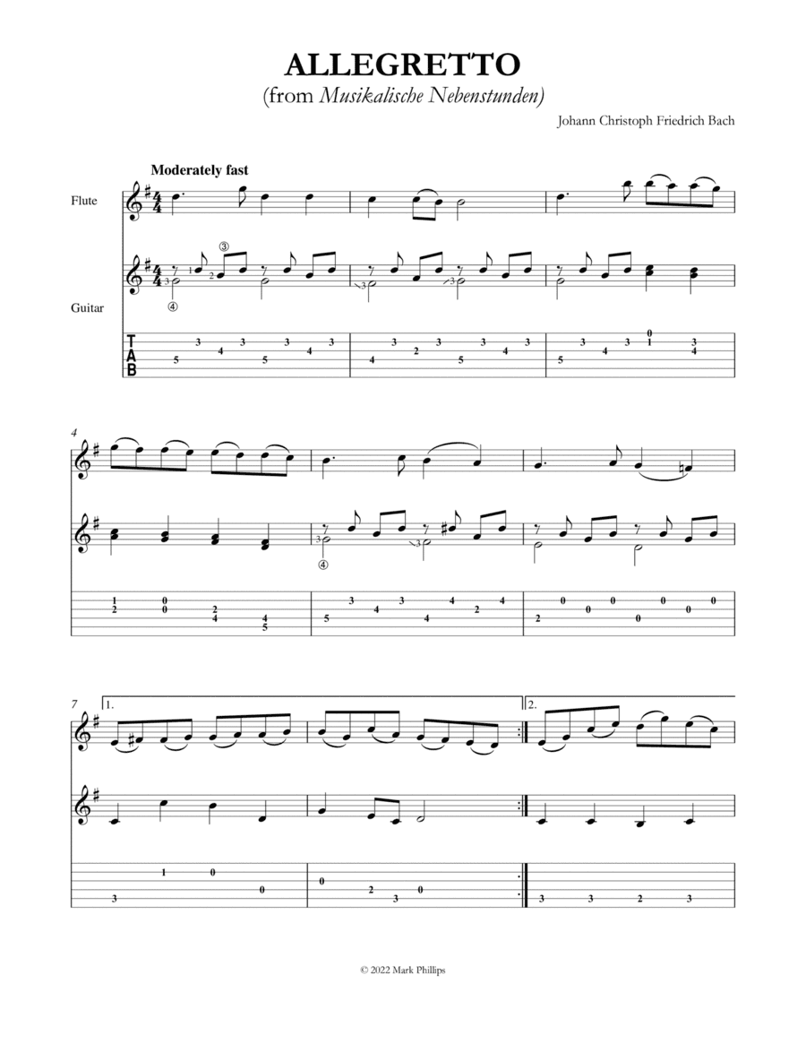 Allegretto (from Musikalische Nebenstunden) (arr. Mark Phillips)