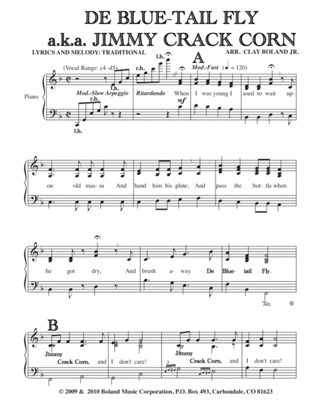 DE BLUE-TAIL FLY a.k.a. JIMMY CRACK CORN (arr. Clay Boland Jr.)