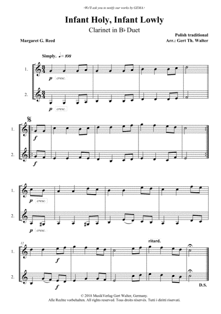 Infant Holy, Infant Lowly (arr. Gert Th. Walter)