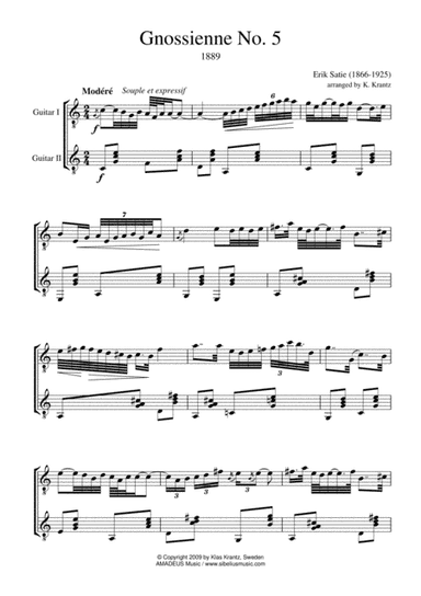 Gnossienne no. 5 for guitar duo (arr. K. Krantz)