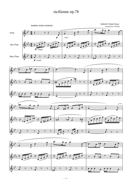 sicilienne for flute trio (arr. Akemi Hirano)