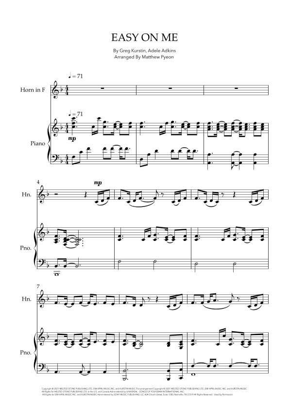 Easy On Me (arr. Matthew pyeon)