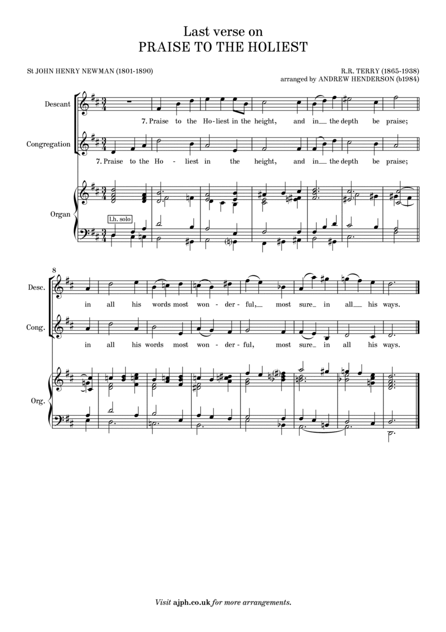 Praise to the Holiest in the Height (arr. Andrew Henderson)