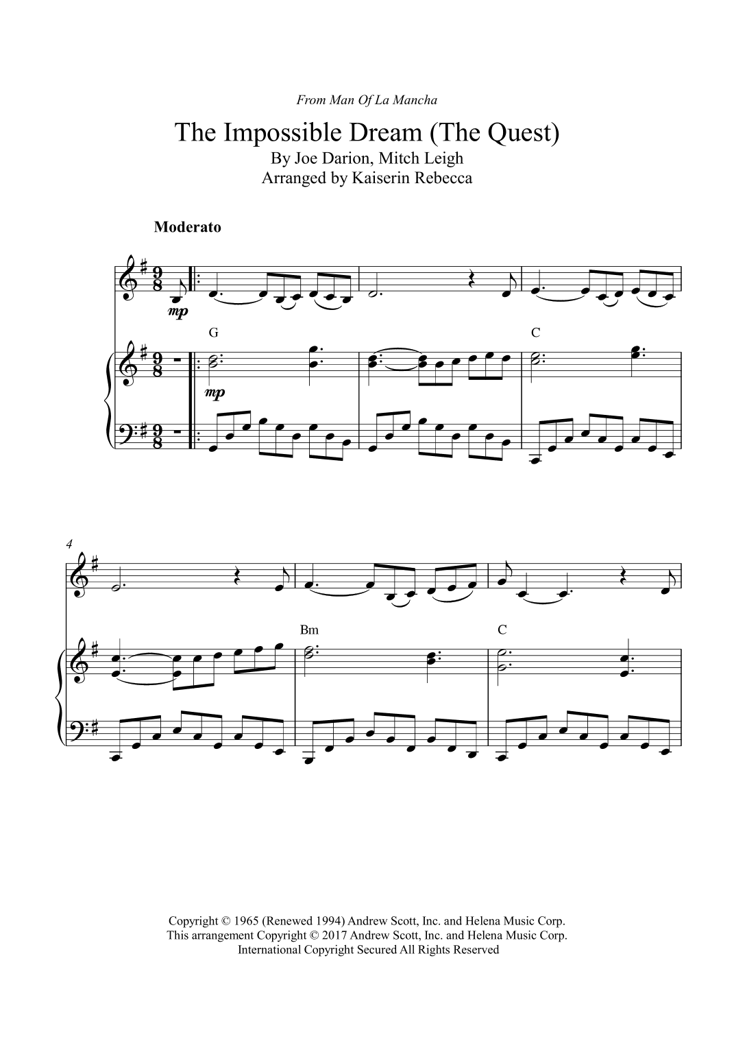 The Impossible Dream (the Quest) (arr. Kaiserin Rebecca)